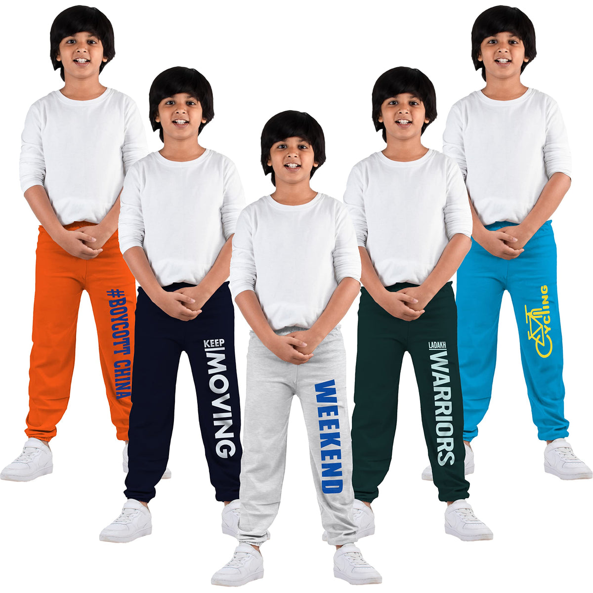 Kyda Kids BoyS And GirlS Loose Fit Cotton Trending Printed Track Pant (Pack Of 5) Multicolour