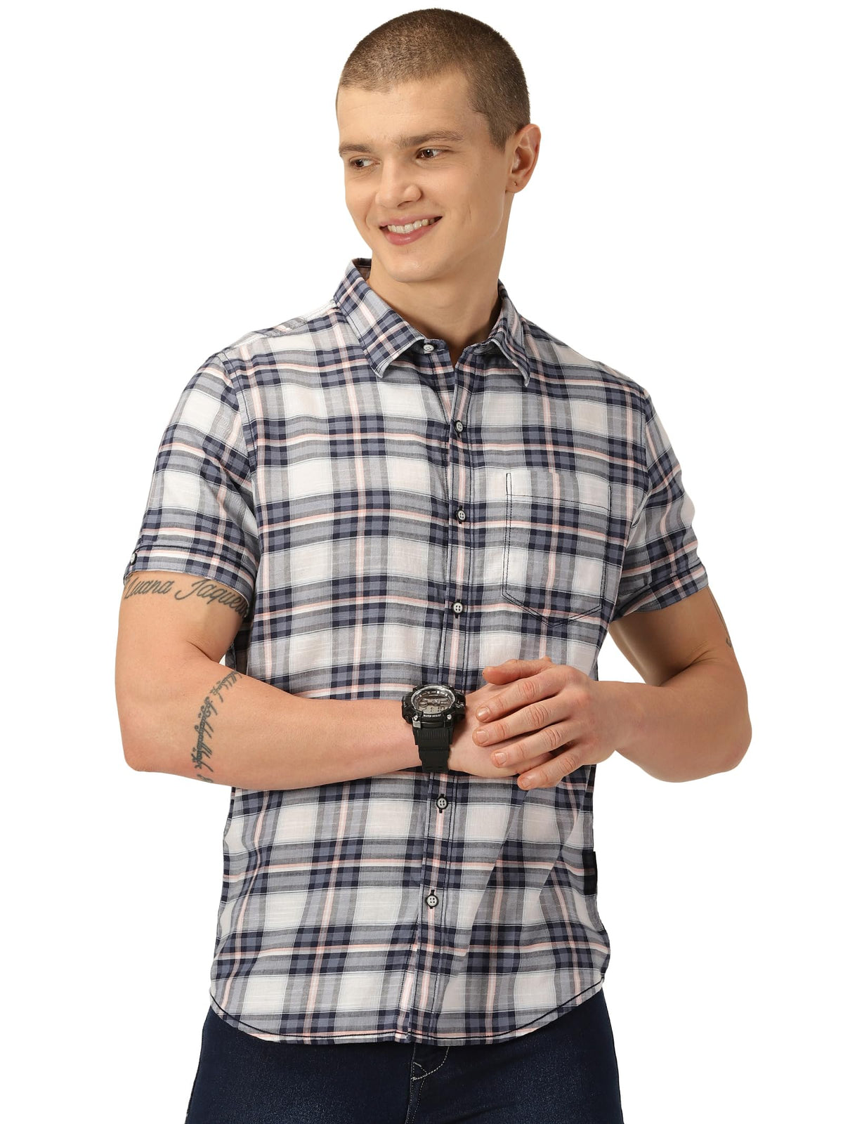 Thomas Scott Cotton Slim Fit Shirt Navy