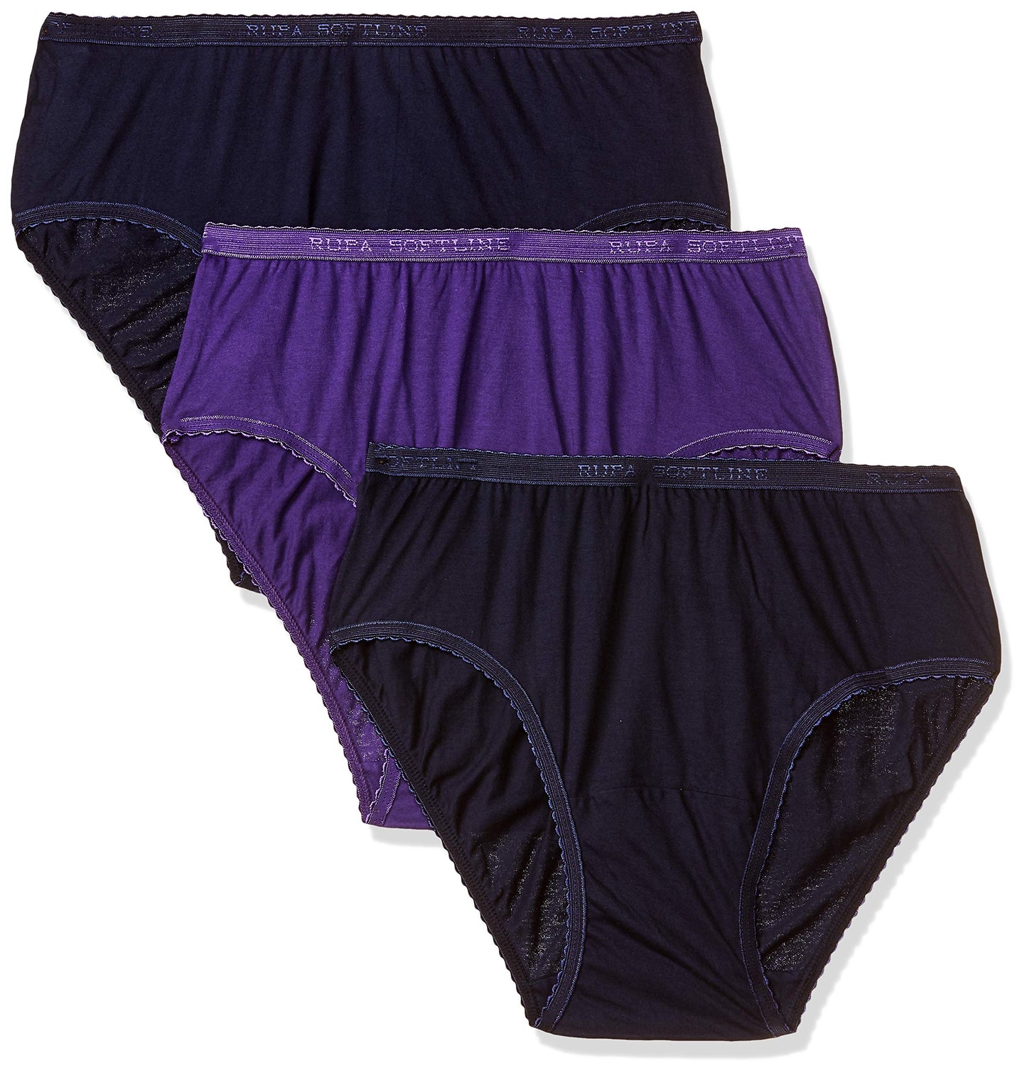 Rupa Softline Womens Mid Rise,Regular Soft Cotton Panties, Outer Elastic Waistband, Regular Fit,Full Coverage,Assorted Solid Co