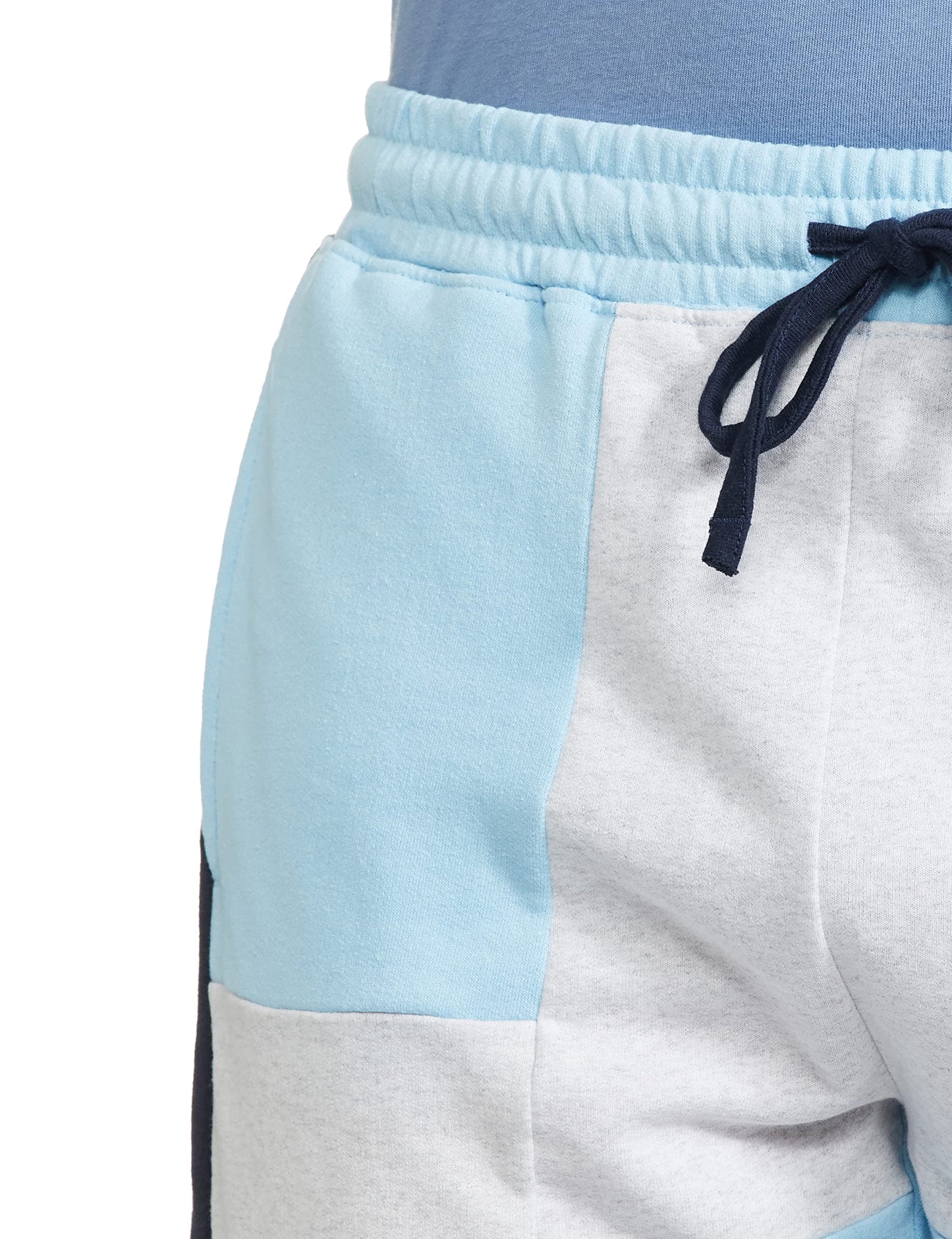 The Indian Garage Co Men Regular Fit Placement Print Mid-Rise Knitted Shorts Sky Blue