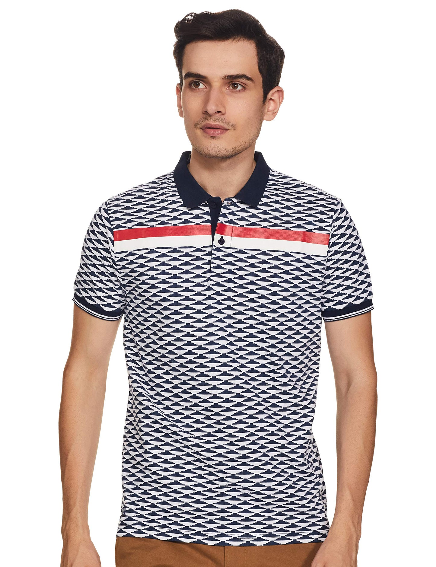 Pepe Jeans Mens Geometric Regular Fit Polo (Pm541511_Dark Denim L)