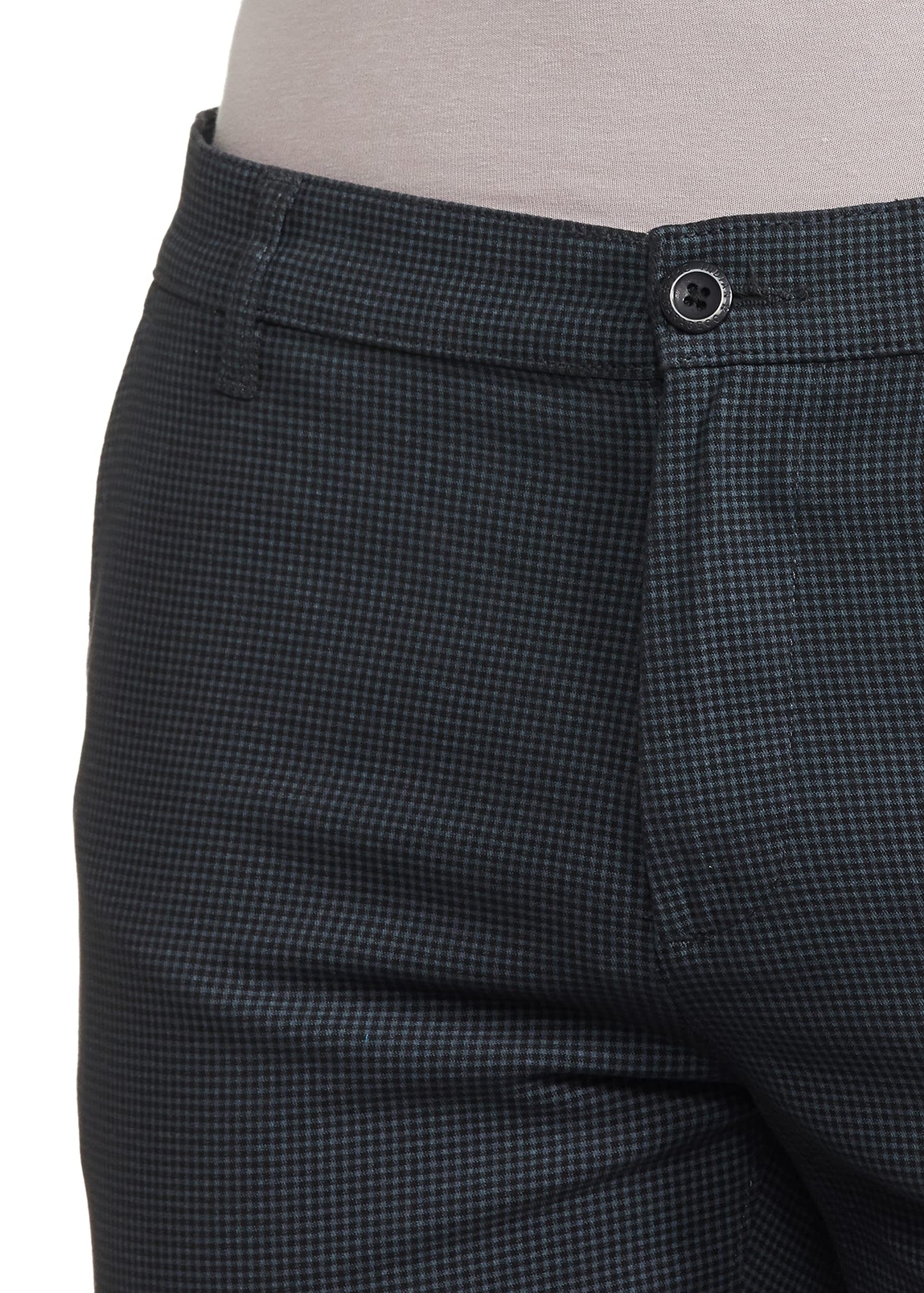 The Indian Garage Co Men Slim Fit Checked Mid-Rise Stretchable Chinos Grey