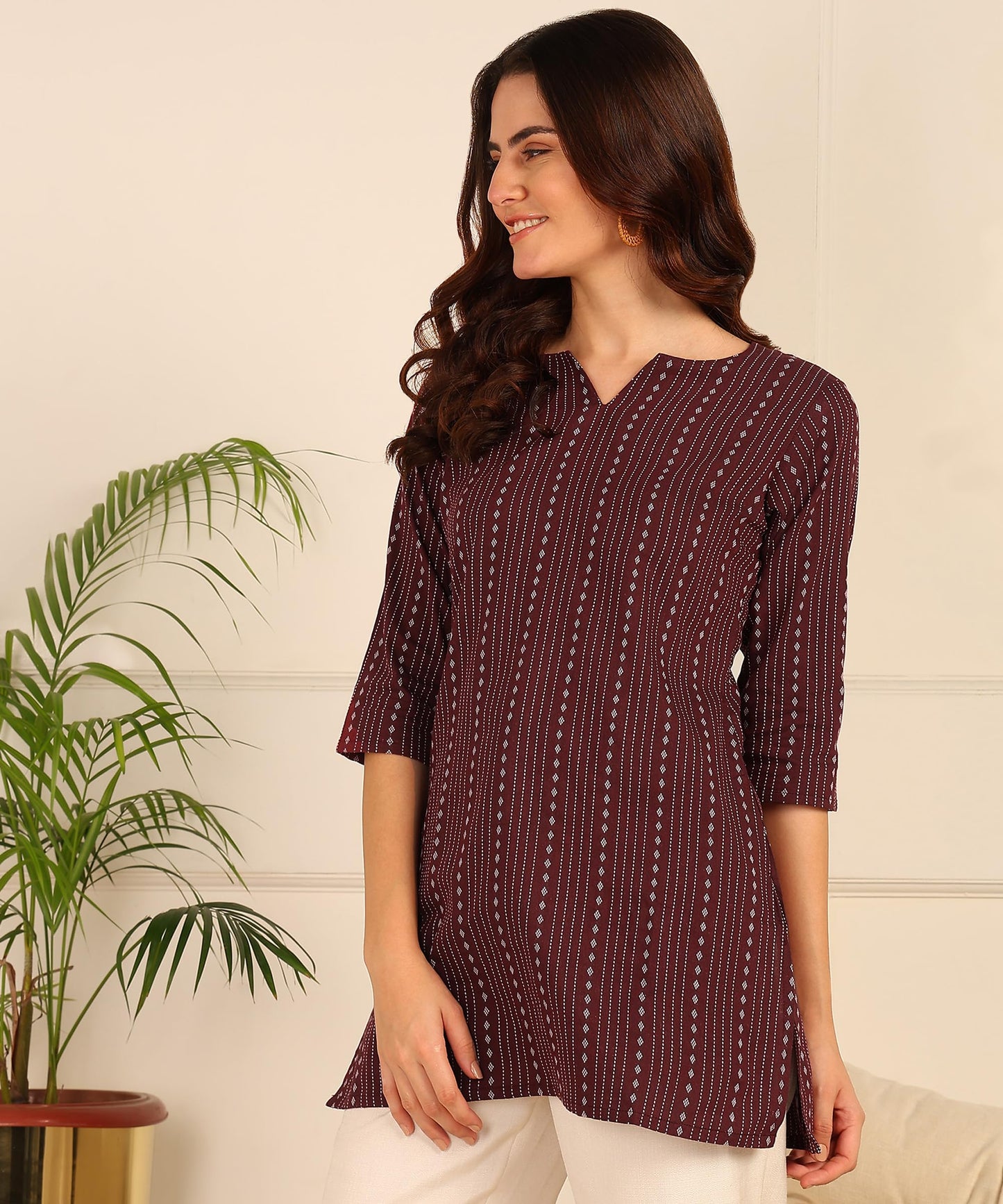 Aayla WomenS & Girls Cotton Short Kurti Lightweight, Stylish, Soft And Comfortable,Trendy Top For Everyday Wear Maroon