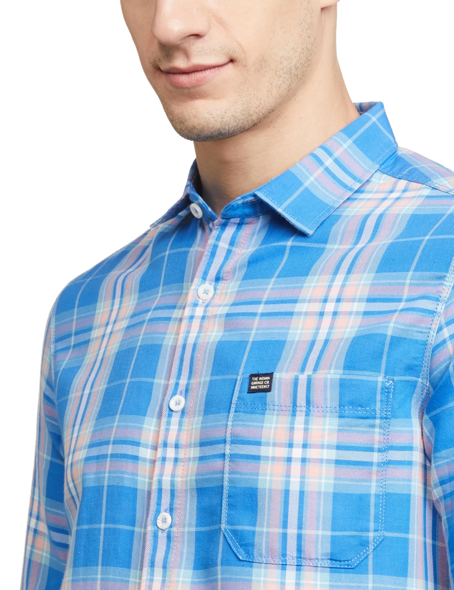 The Indian Garage Co Mens Regular Fit Shirt (1122-SHCCCPYD-07-01_Blue