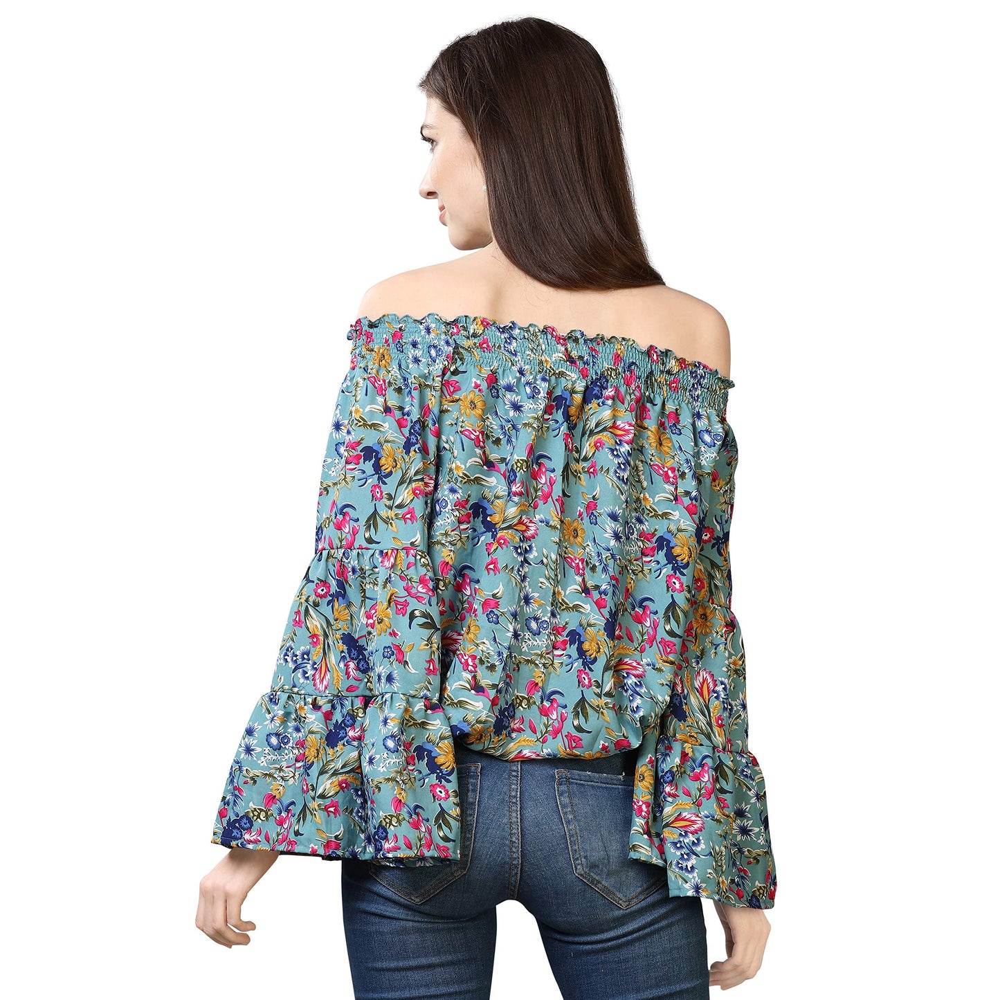 Oomph! Off Shoulder Tops for Women, Blue - mt239