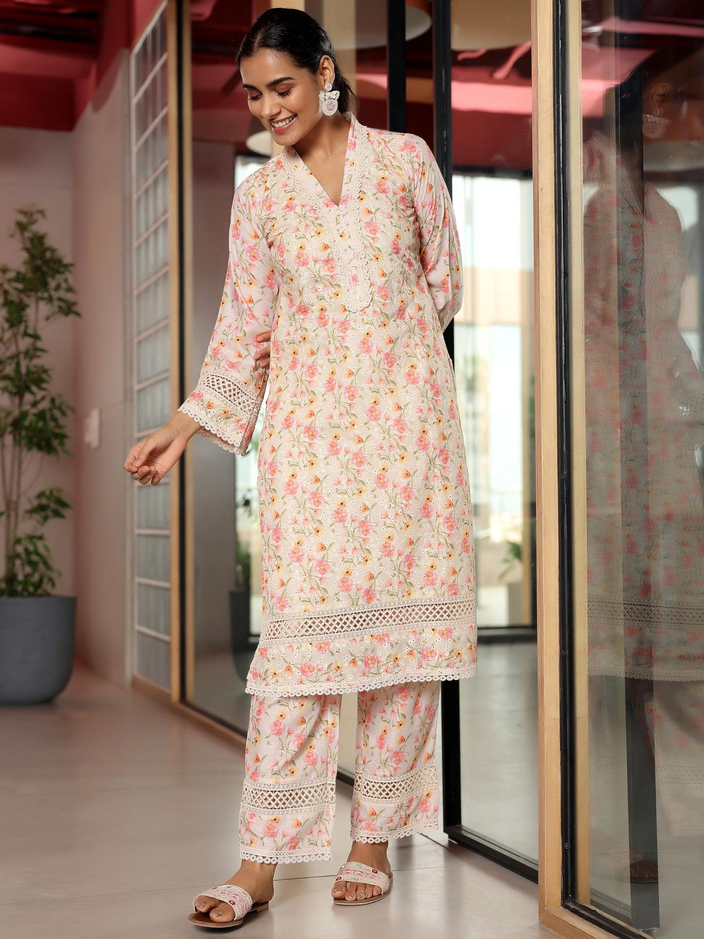 Libas WomenS Pure Cotton Kurta Sets (35589_Beige