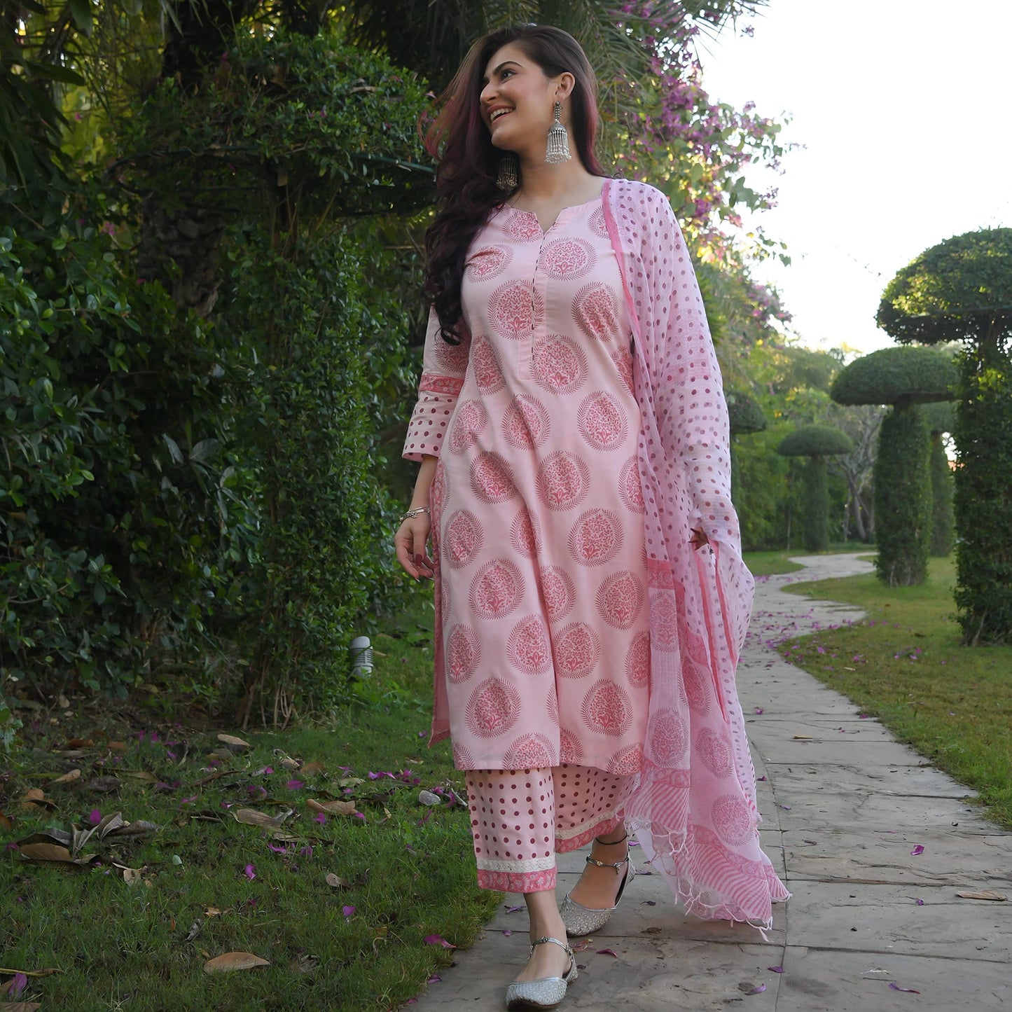 ANNI DESIGNER Cotton Blend Women Kurta Pant With Dupatta Pack Of 2