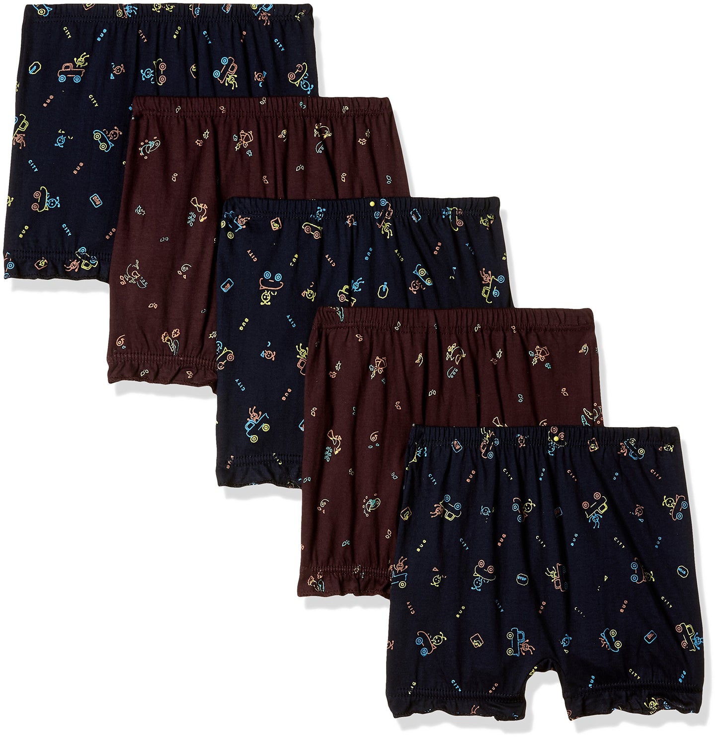 Rupa Jon Printed Trunk for Boys | 100% Cotton Fabric | Inner Elastic | Pack of 5 Assorted