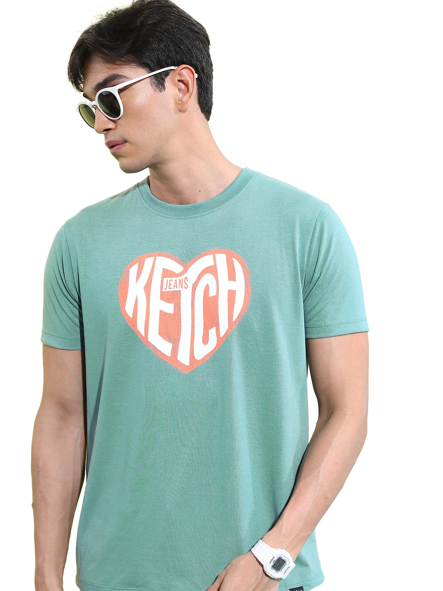 Ketch Mens Half Sleeve Relaxed Fit T-Shirt (Khts000566_ Sea Green_Xl)