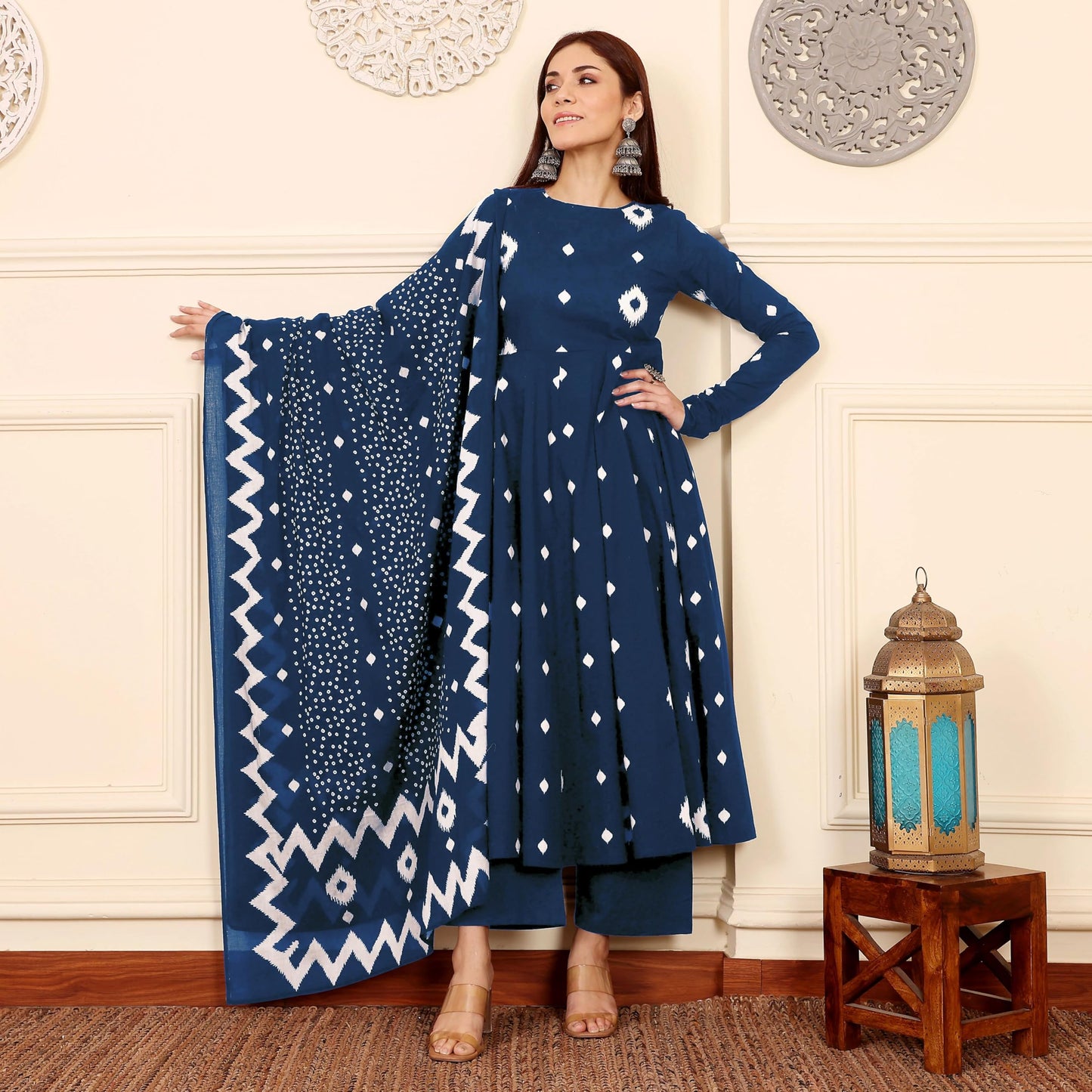 ANNI DESIGNER Women's Rayon Viscose A-Line Printed Kurta with Pant & Dupatta