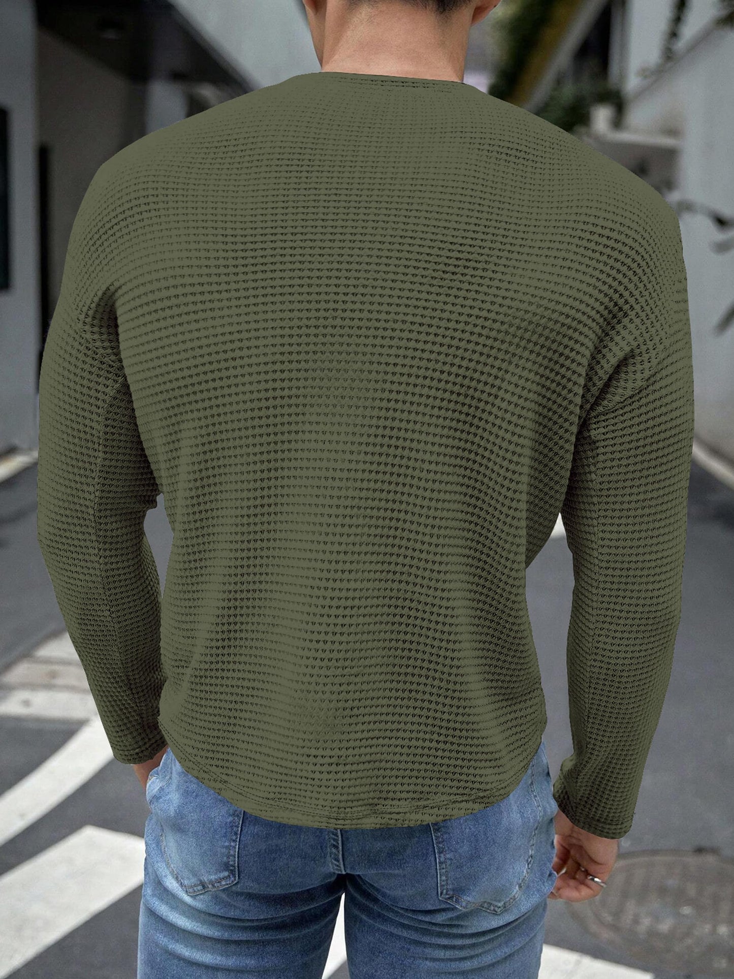 Noble Monk MenS Relax Fit Cottonblend Full Sleeve Solid T-Shirt For Men |Round Neck Full Sleeve T Shirts For Men Military Green