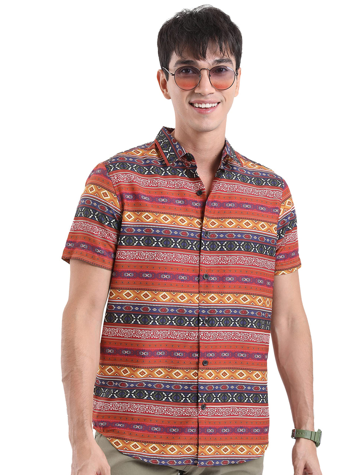 Ketch MenS Slim Fit Shirt (Khsh001314_Rust