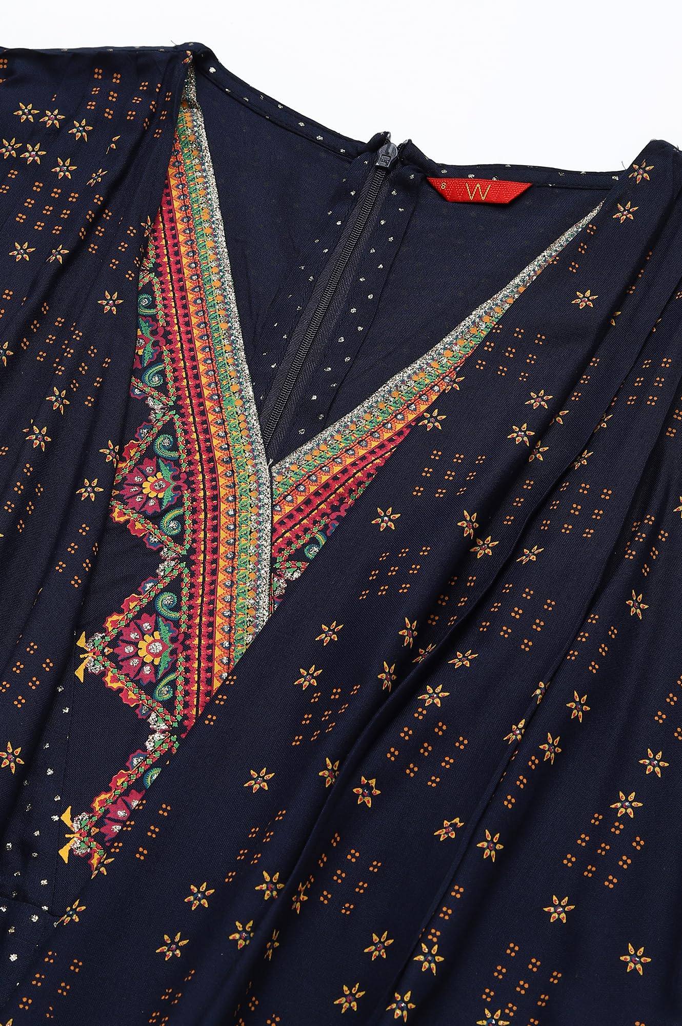 W for Woman Heavy Festive Gillet Kimono Jumpsuit with Metallic Embroidery