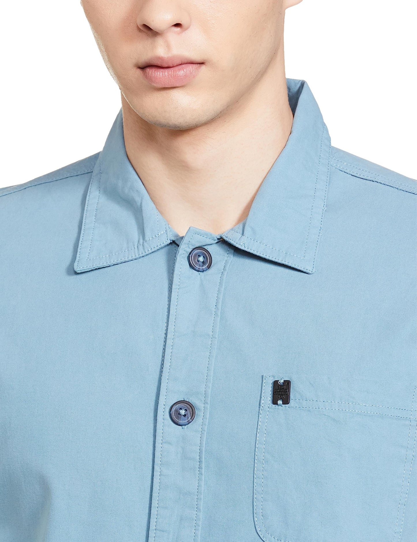 The Indian Garage Co Blue Regular Fit Cutaway Collar Placement Print Long Sleeves Shirt