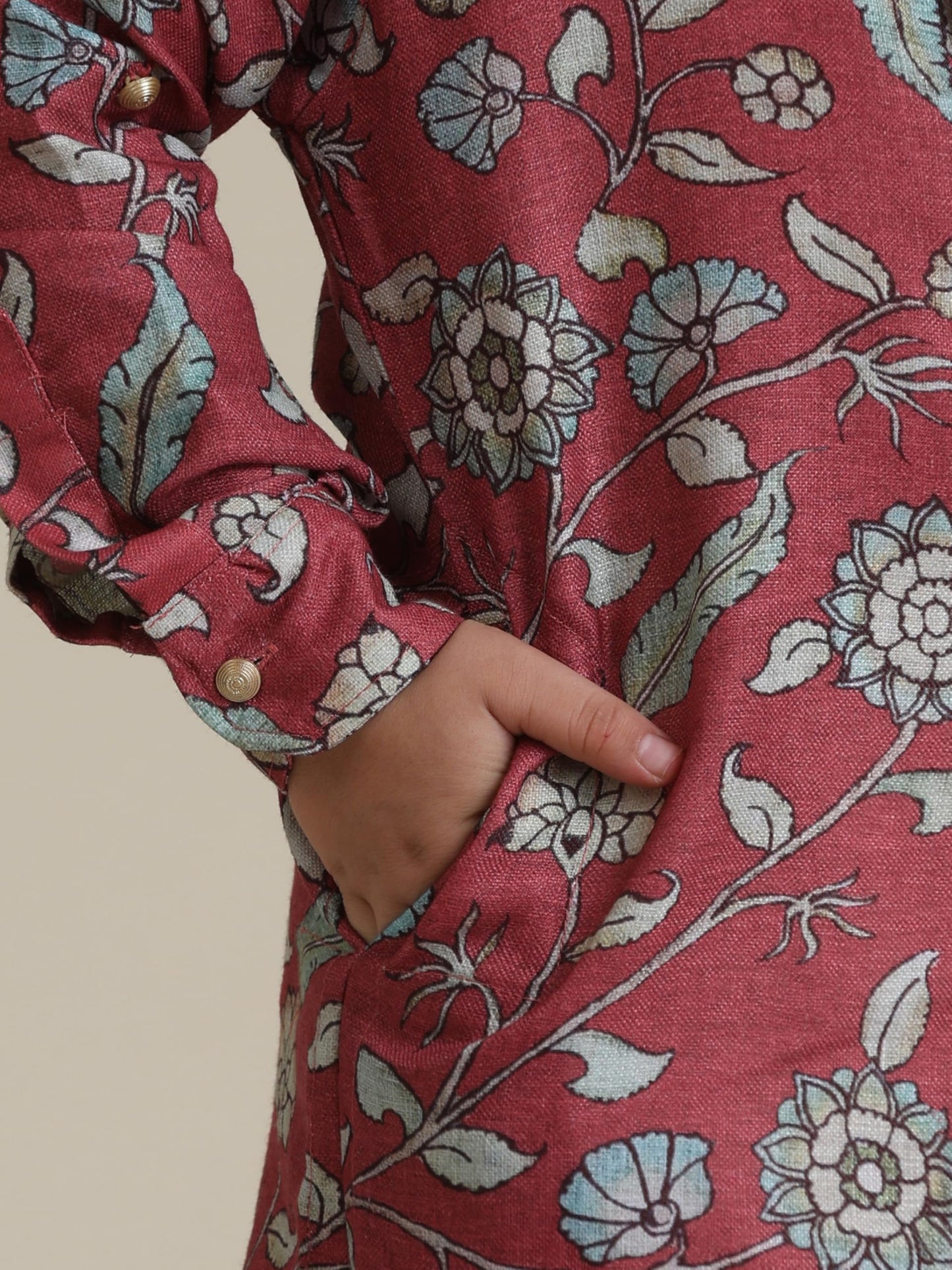 Manyavar Boys Viscose Blend Printed Kurta Pyjama Set (2Pcs)(3-4 Years)