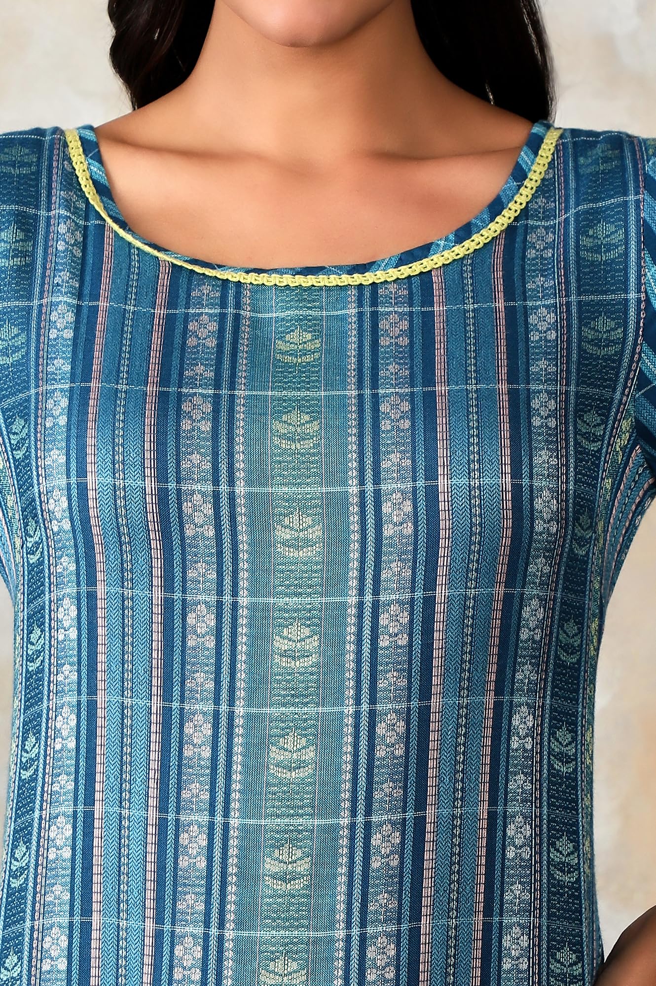 Aurelia WomenS Blue Geometric Printed Printed Regular Kurta
