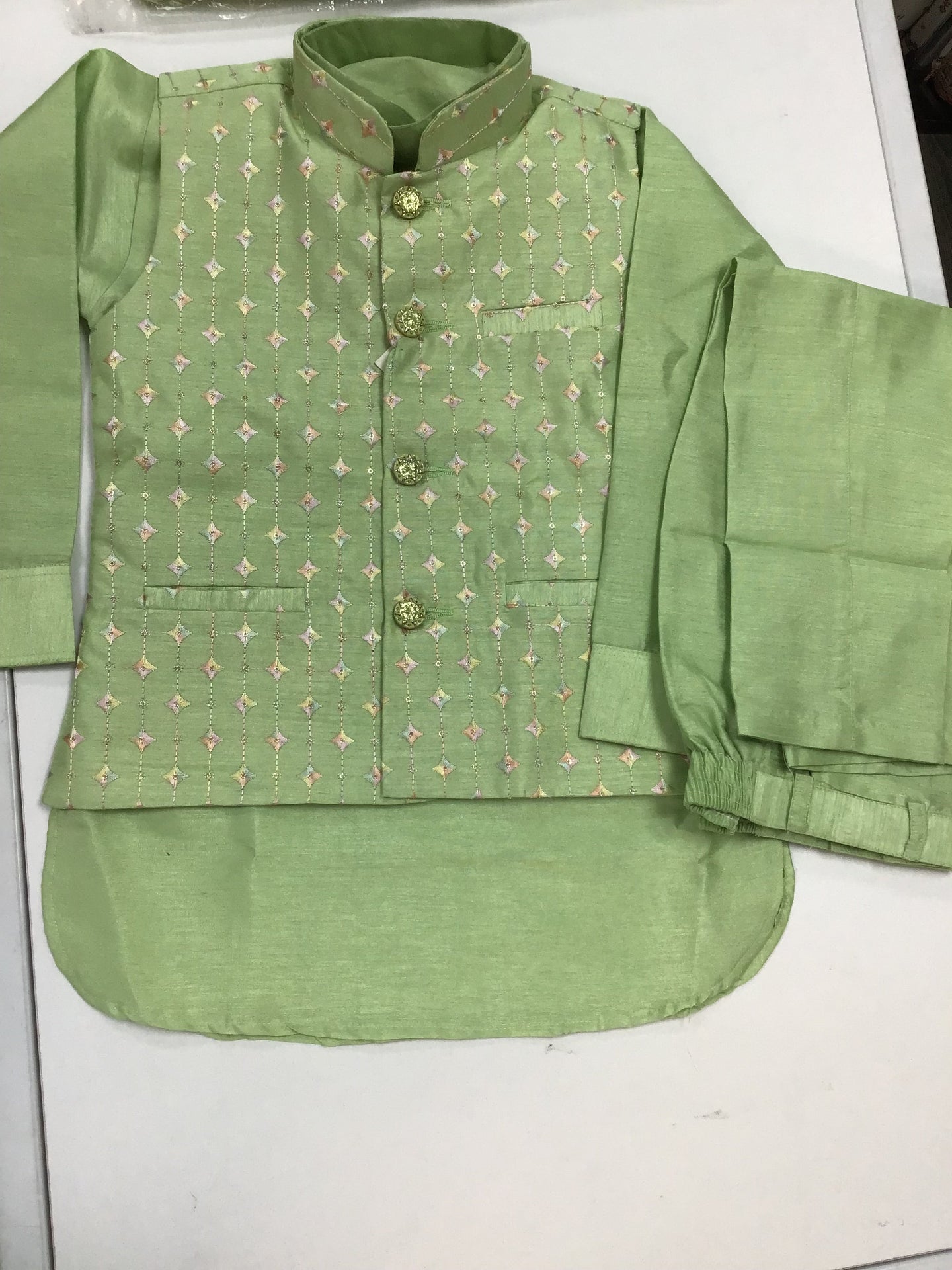 Pista green kurta with jacket