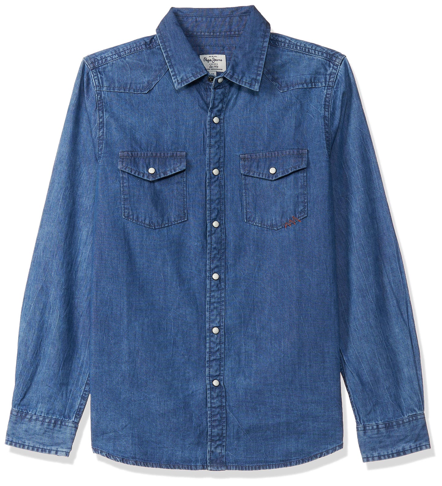 Pepe Jeans Boys Regular Fit Solid Denim Shirts Indigo