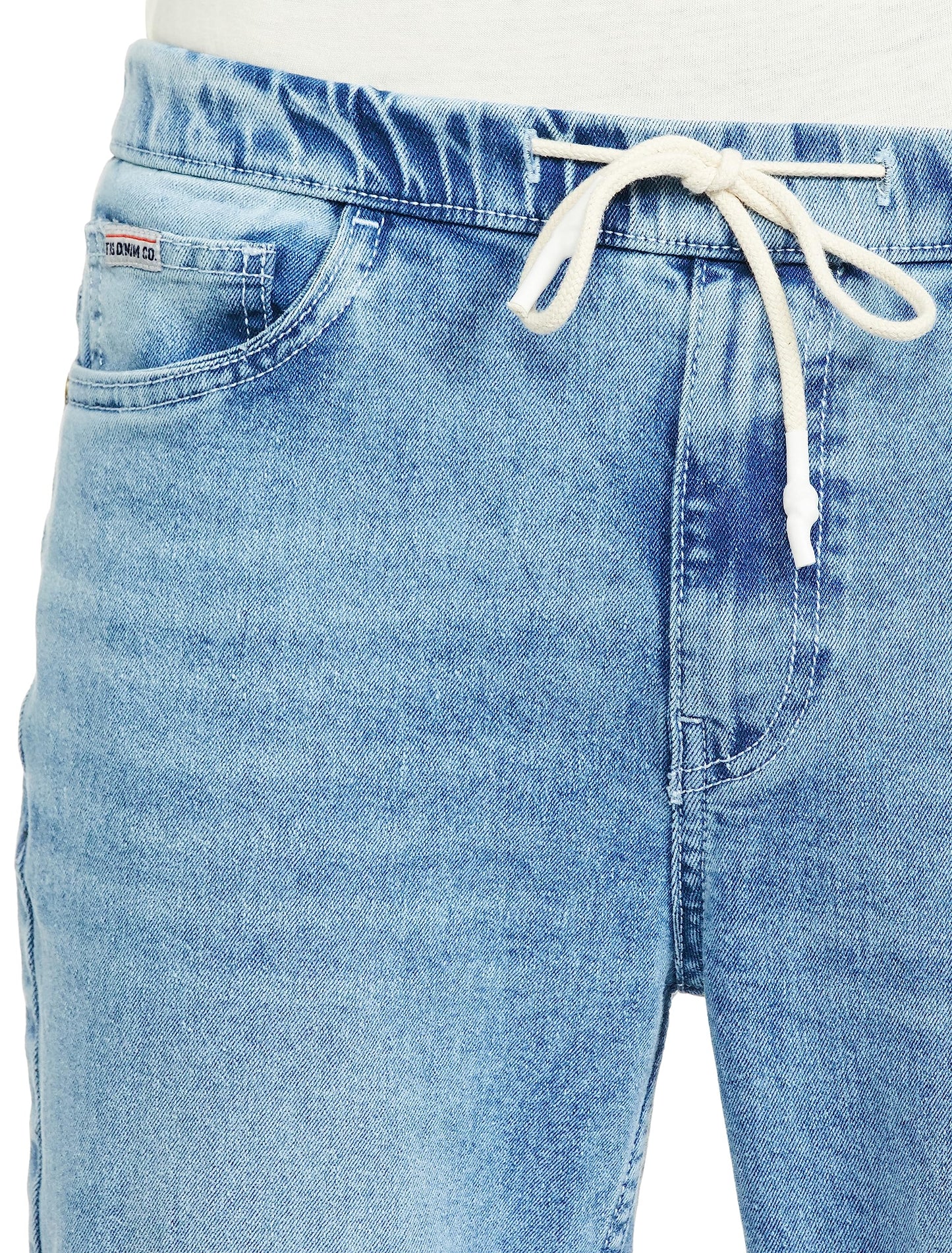 The Indian Garage Co Men Slim Fit Overdyed Mid-Rise Stretchable Denim Joggers