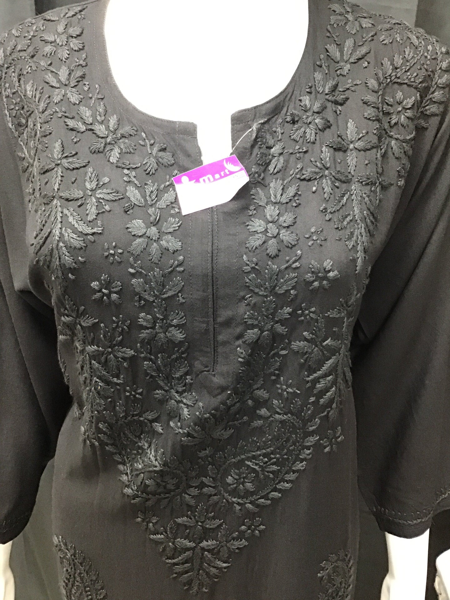 black chikankari lucknowi kurti