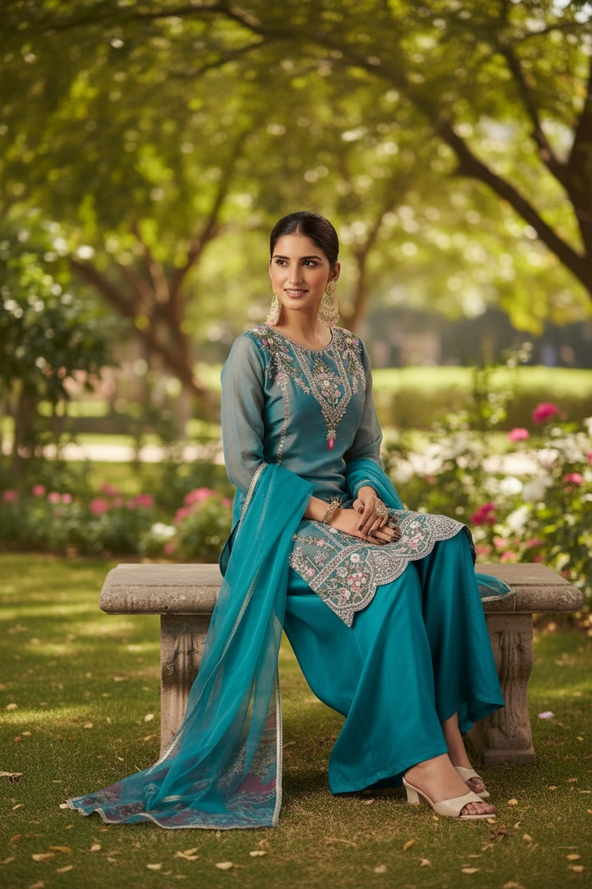 Tissue silk Kurti set