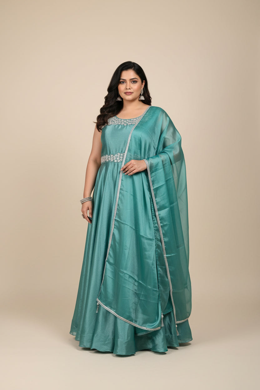 Tissue silk long dress : plus size