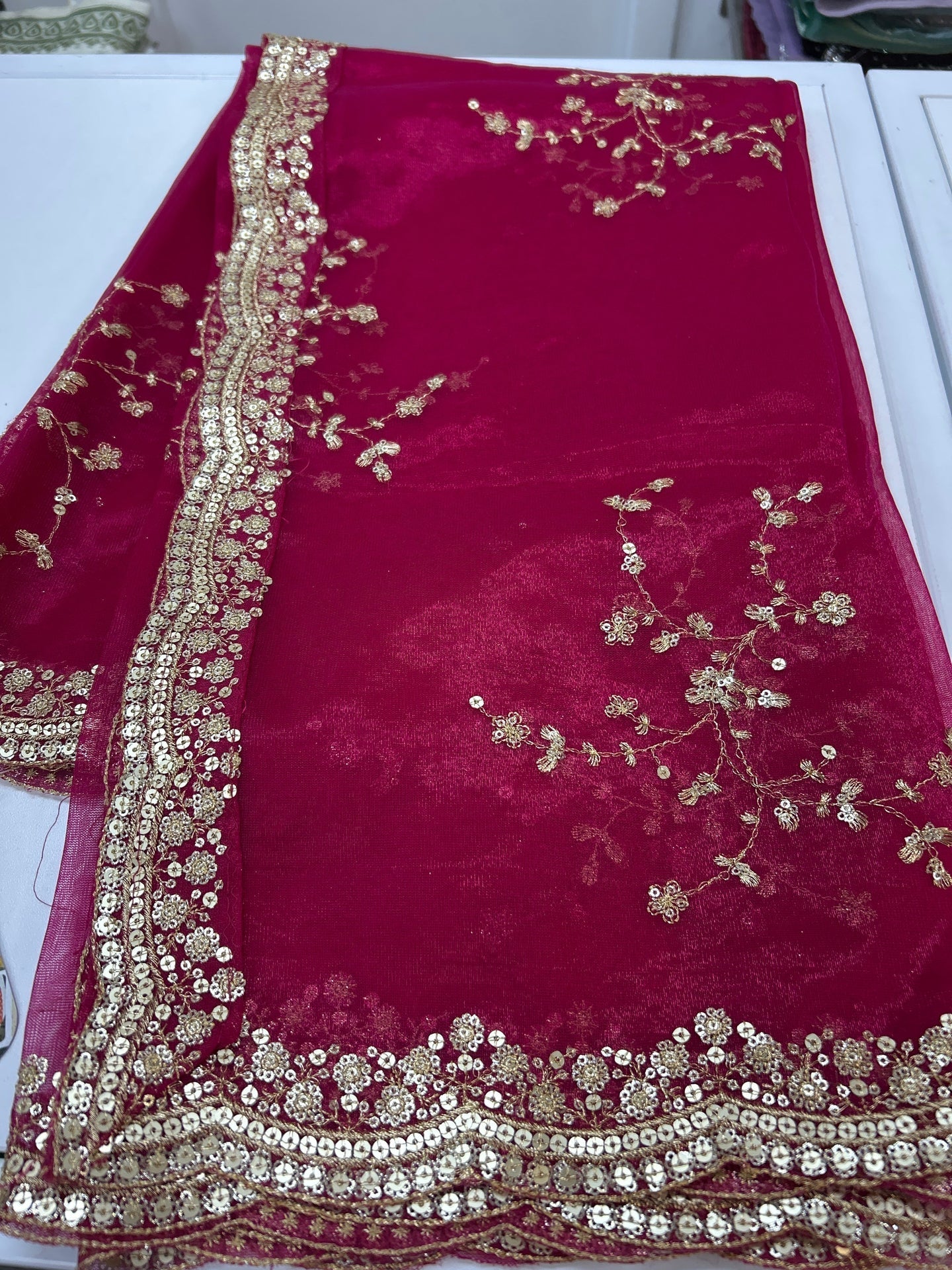 Tissue silk dupatta with sequin work