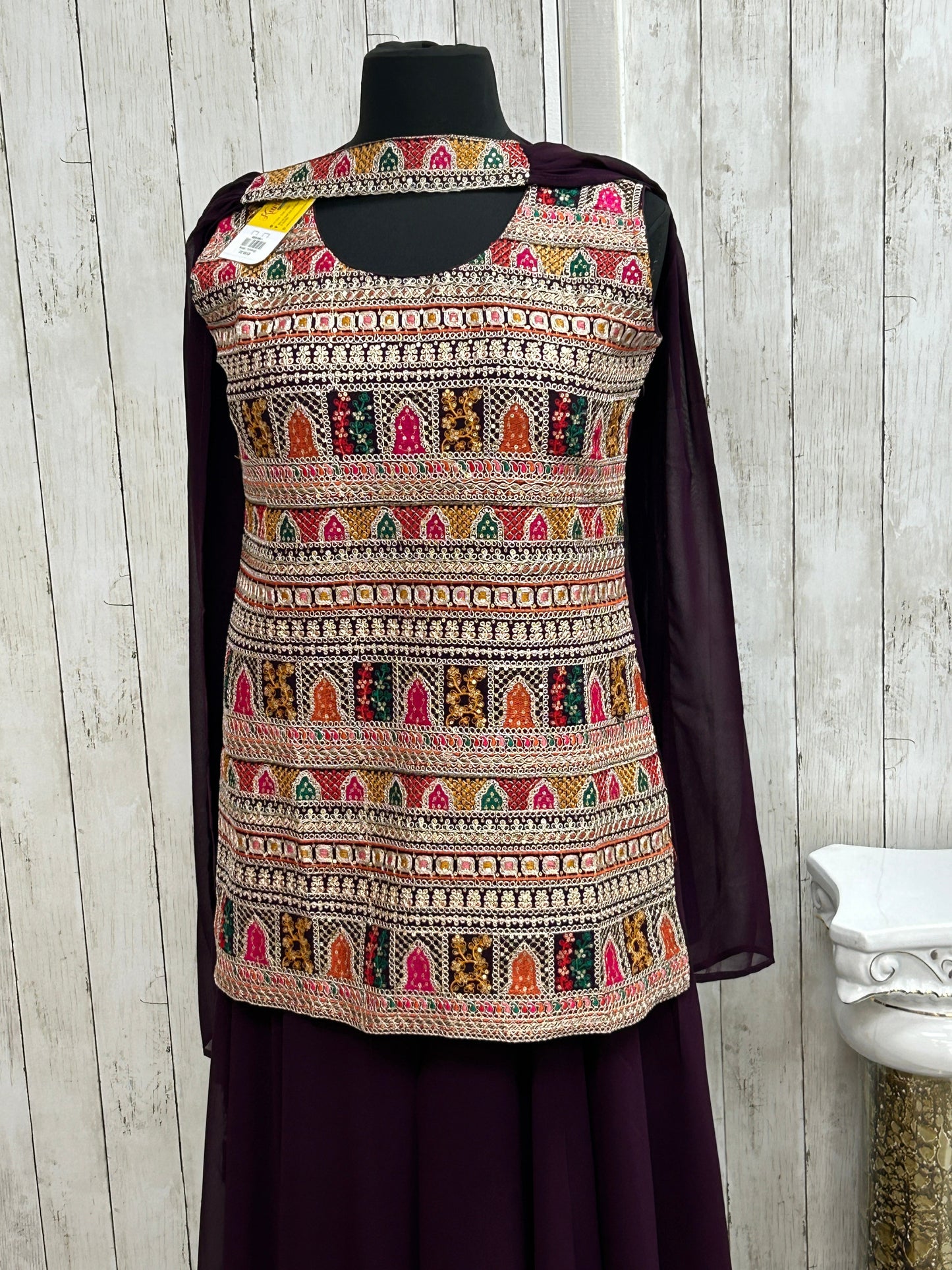 Heavy embroidery work sharara suit