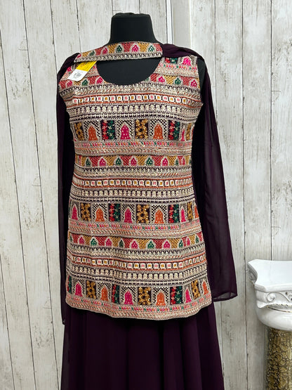 Heavy embroidery work sharara suit