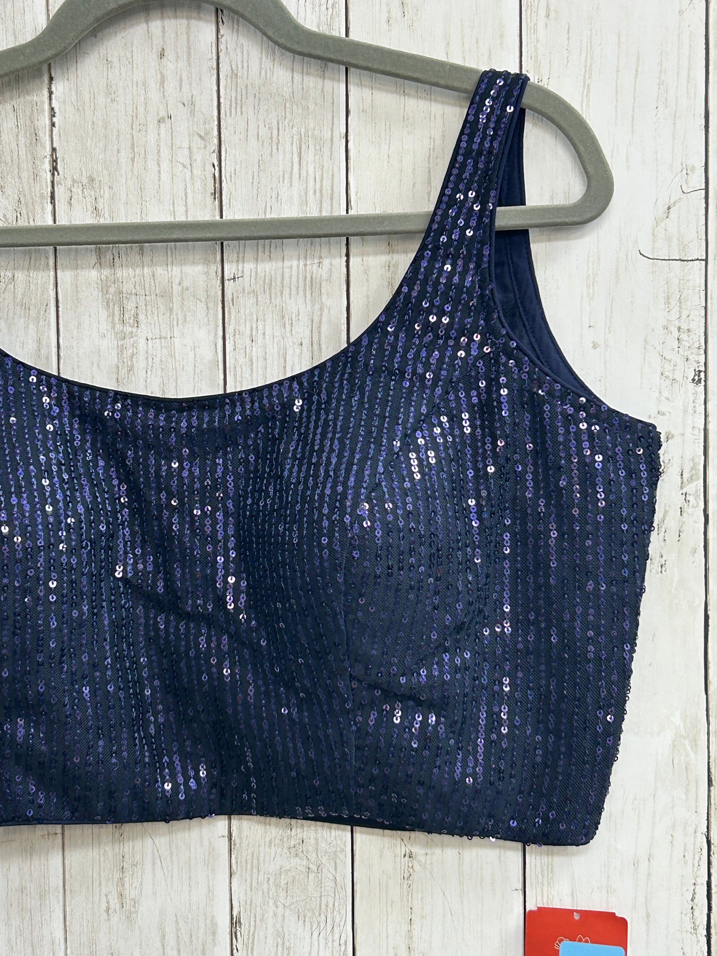 Blue sleeveless blouse