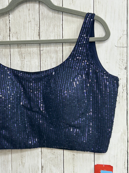 Blue sleeveless blouse
