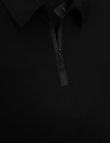 EYEBOGLER Mens Trendy Polo Neck Full Sleeves Solid T-Shirt Black