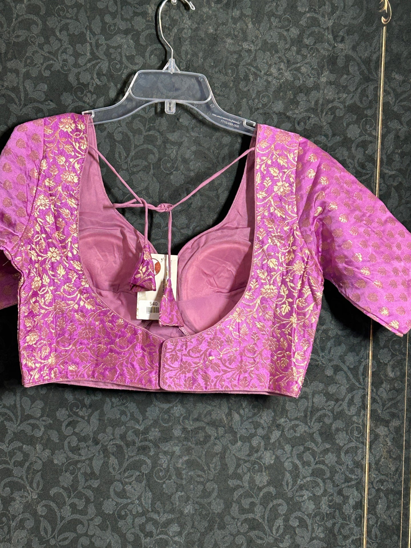 Jacquard silk blouse : light purple ( vegan silk)