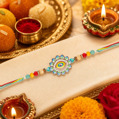 Premium Designer Evil Eye Rakhi for Brother – Rakhi Thread, Rakhi Bracelet, Traditional Raksha Bandhan Gift for Bhaiya