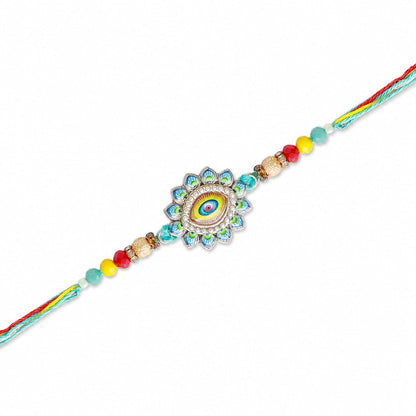 Store Indya Premium Designer Evil Eye Rakhi Set of 2 | for Bhaiya Bhabhi – Traditional Lumba Set, Thread Rakhi with Stones – Ideal Raksha Bandhan Gift