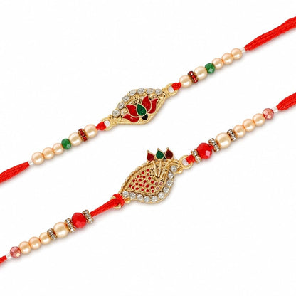 Premium Designer Rakhi Set of 2 for Brother – Rakhi Thread, Rakhi Bracelet, Traditional Raksha Bandhan Gift for Bhaiya