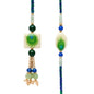 Premium Designer White Peacock Resin Rakhi Set of 2 with Roli Chawal for Bhaiya Bhabhi – Traditional Lumba Set, Thread Rakhi with Stones – Ideal Raksha Bandhan Gift