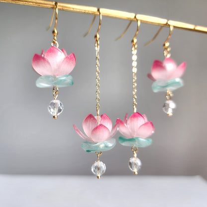Water Lily Lotus Flower Blossom Earrings