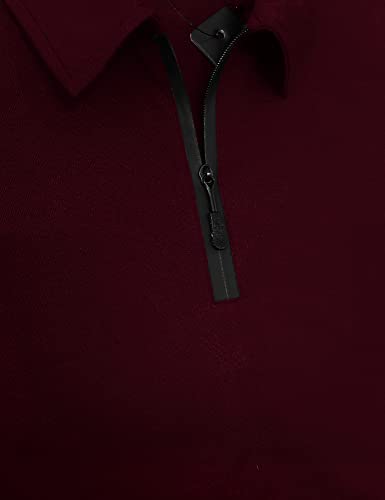 EYEBOGLER Mens Trendy Polo Neck Full Sleeves Solid T-Shirt Wine Melange