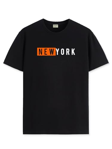 ADRO Tshirt for Men | Printed T Shirt for Men | 100% Cotton T-Shirt |Printed T Shirt | T-Shirts | RN24-NKY-BL-S Black