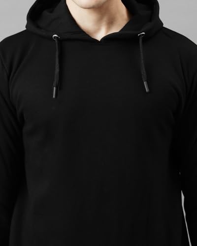 ADRO Men's Printed Hoodie, Size 16.5, Black, Model H24-PLN-BL, Comfortable Everyday Wear