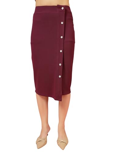 OOMPH! Lycra Pencil Skirt for Women Purple - msk110