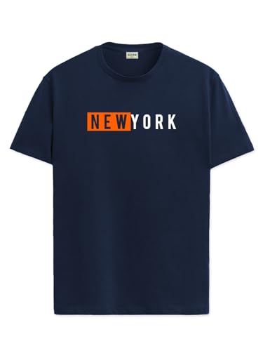 ADRO Men's Solid Regular Fit T-Shirt (RN24-NKY-NB_Navy Blue – India ...