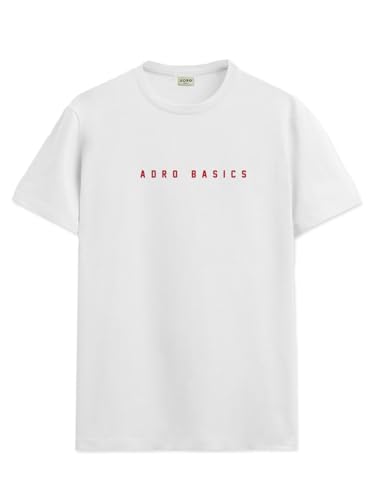 ADRO Tshirt for Men | Printed T Shirt for Men | 100% Cotton T-Shirt |Printed T Shirt | T-Shirts | RN24-AR2-WH-S White