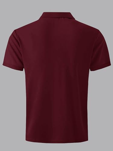 Noble Monk MenS Regular Fit Polo T Shirt |Half Sleeves |Collar Tshirts | Casual T-Shirt For Men Wine Red