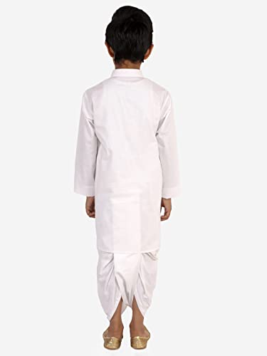 Vastramay Boys White Kurta, Dhoti And Muslim Prayer Cap Set