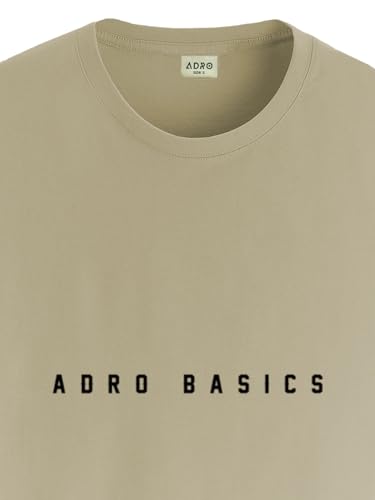 ADRO Men's Solid Regular Fit T-Shirt (RN24-AR2-BE_Beige