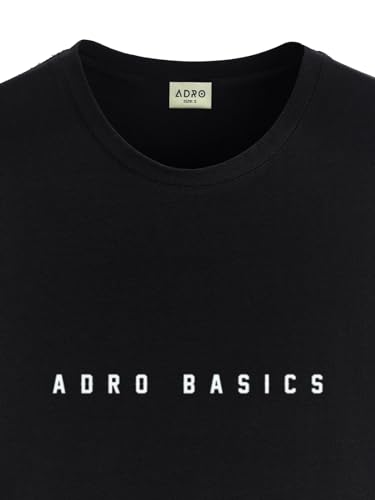 ADRO Men's Solid Regular Fit T-Shirt (RN24-AR2-BL_Black