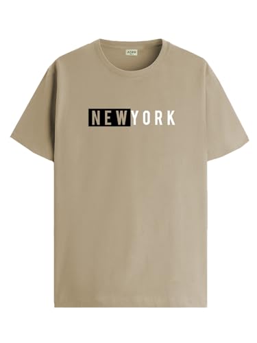 ADRO Tshirt for Men | Printed T Shirt for Men | 100% Cotton T-Shirt |Printed T Shirt | T-Shirts | RN24-NKY-BE-S Beige