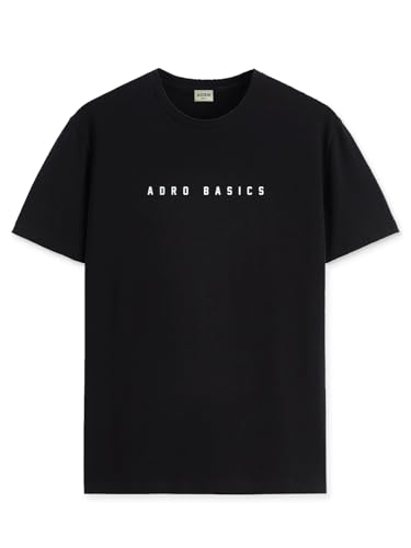 ADRO Men's Solid Regular Fit T-Shirt (RN24-AR2-BL_Black